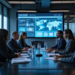 Diverse professionals using 409A Valuation platforms in a high-tech setting