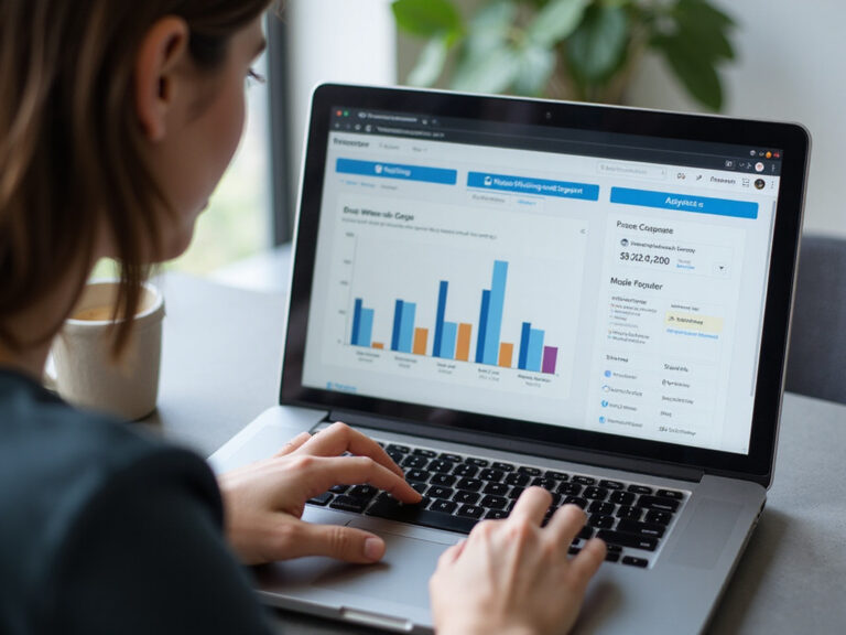 Professional analyzing Revsure Pricing on laptop in office setting