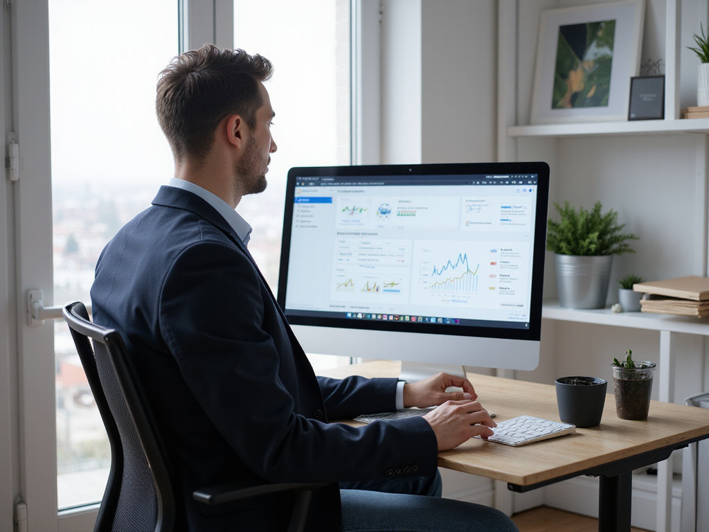 Executive evaluating Adinton Pricing software on computer