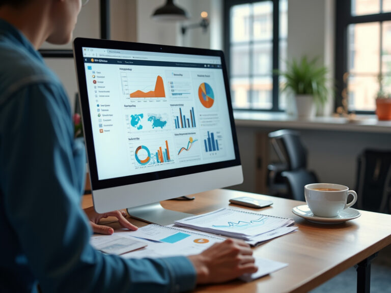 Adjust Review analysis on computer screen in a modern workspace