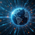 Agentic security platform interface with diverse professionals and globe representation