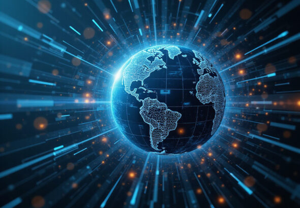 Agentic security platform interface with diverse professionals and globe representation