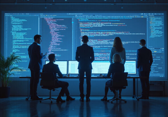 AI security architecture reviewing pull requests in digital work environment