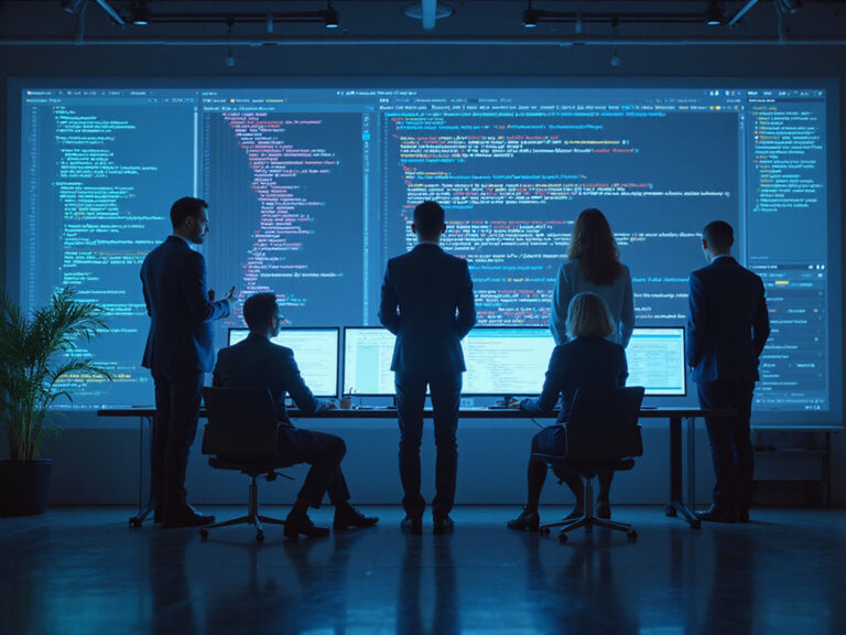 AI security architecture reviewing pull requests in digital work environment