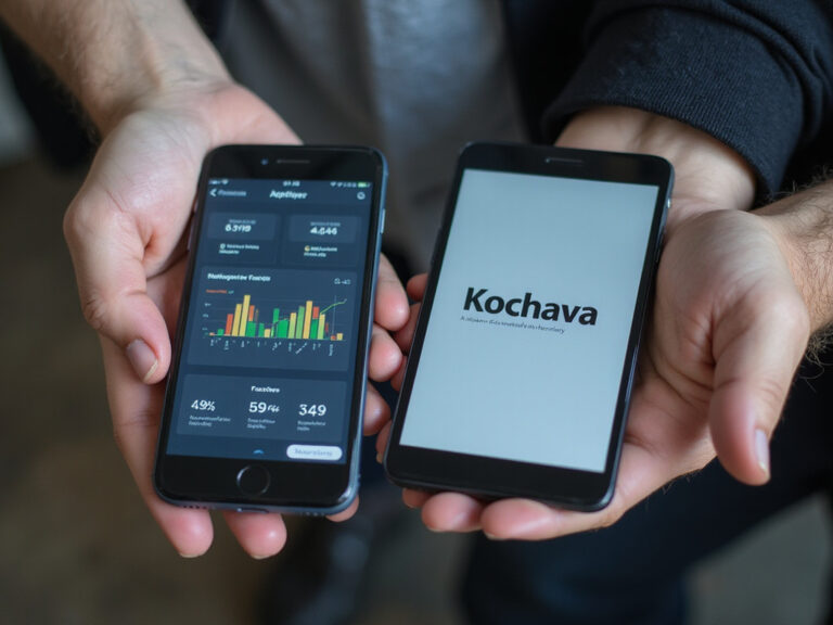 Individuals comparing Appsflyer and Kochava on smartphones