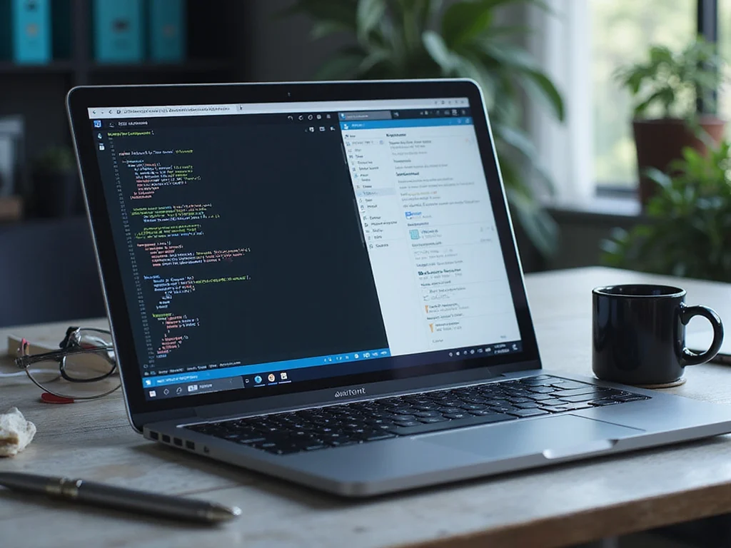 Laptop displaying AvePoint and Veeam software comparison on tech-oriented desk