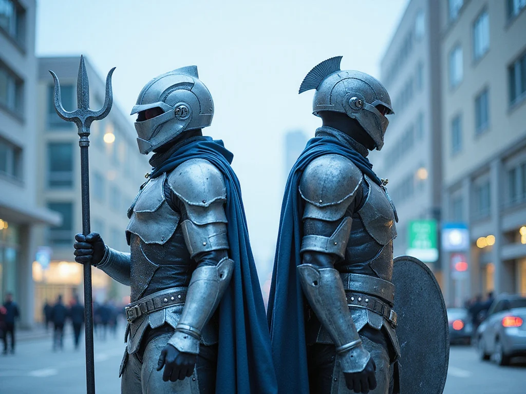 Barracuda Networks and Sophos tech warriors in a cityscape competition.