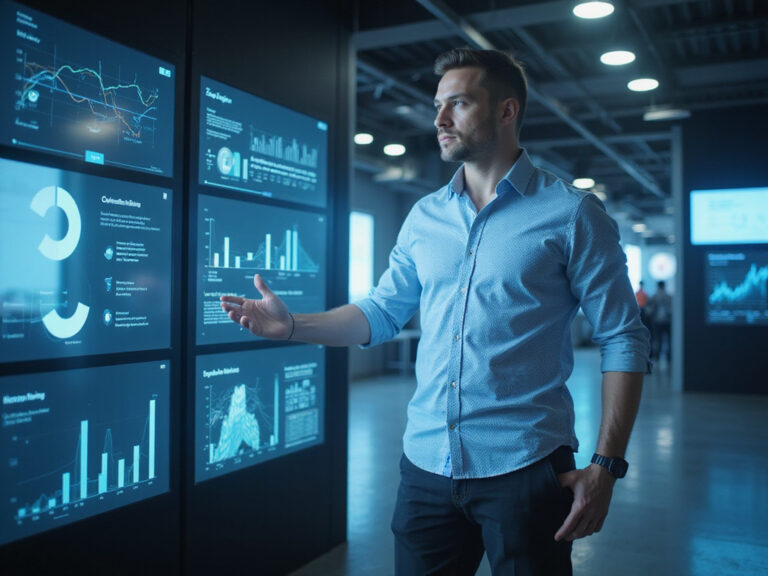 Futuristic cap table management platforms comparison featuring a techpreneur