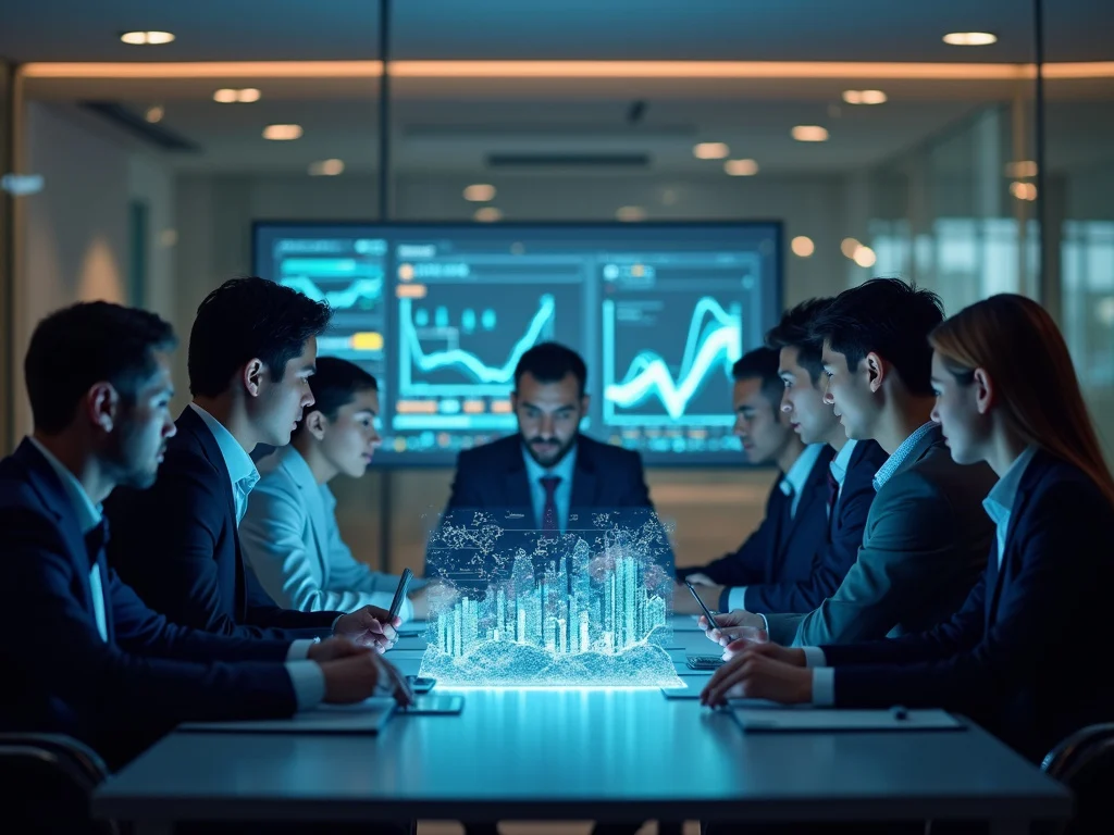 Diverse professionals analyzing cash flow management automation analytics