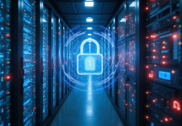 Secure server room showcasing Cato Networks SASE technology