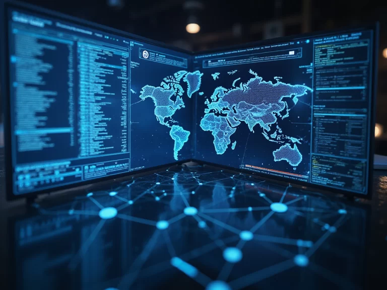 Futuristic Cato Networks SASE, showcasing cybersecurity and advanced networking.