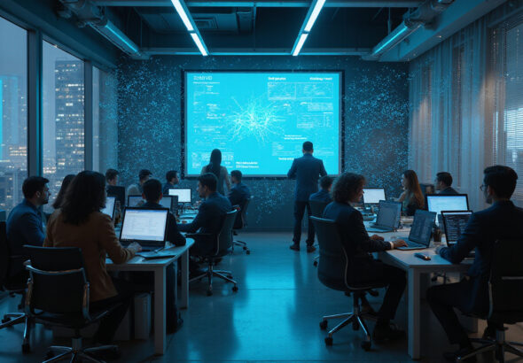 Diverse tech team analyzing Cato Networks SSE in corporate office