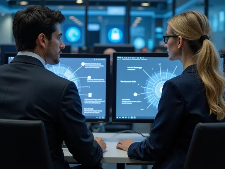 Professionals comparing Cisco and ServiceNow on computer monitors