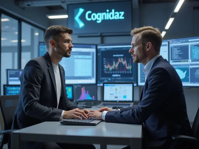 Cognizant and Hewlett Packard Enterprise employees in a high-tech environment