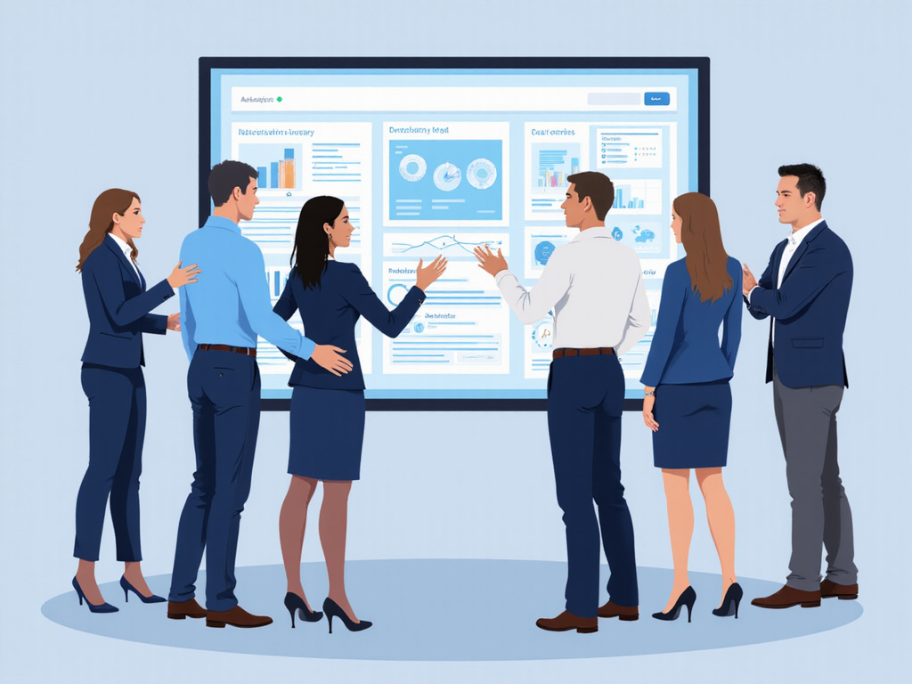 Business professionals comparing Dreamdata alternatives on a large screen.