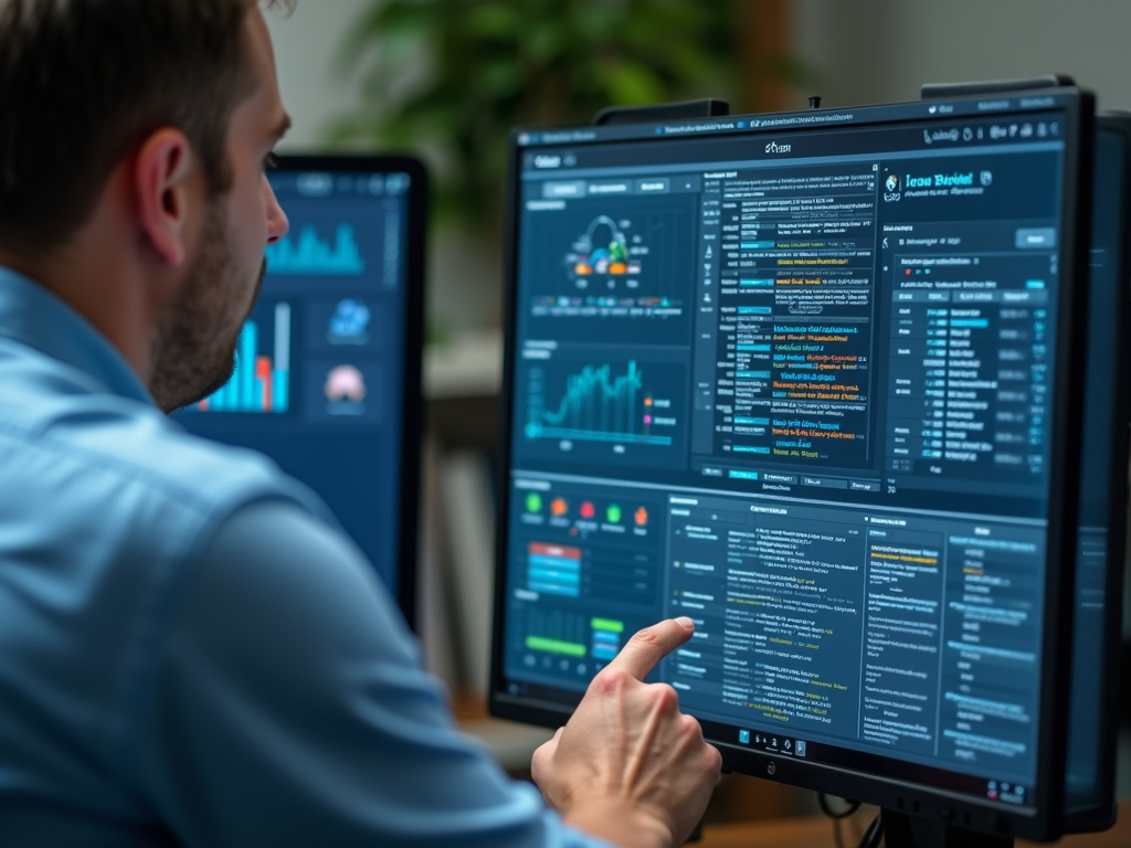 Middle-aged man researching Dreamdata competitors on computer screen