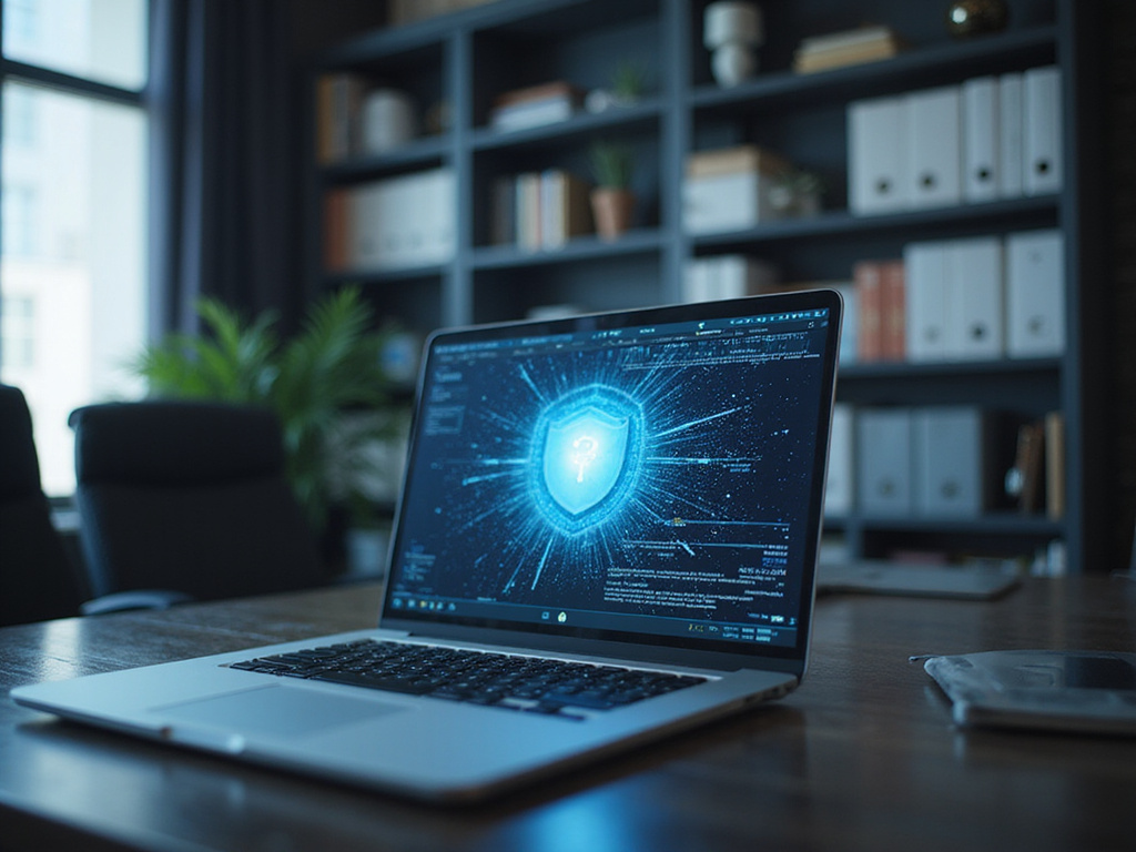 FortiSASE cybersecurity concept in a modern office setting