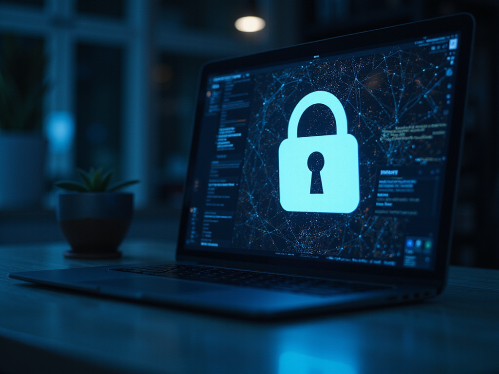 Minimalist Fortinet SASE concept with secure laptop symbol