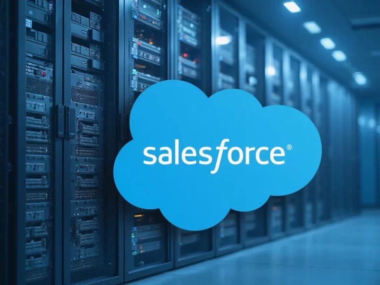 Comparative image of Hewlett Packard Enterprise and Salesforce symbols