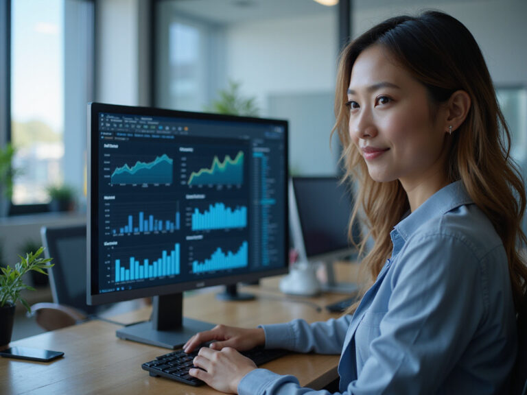 Professional analyzing metrics on Hockeystack review for higher ROI