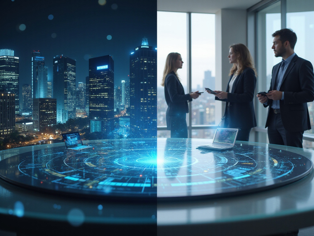 Hockeystack laptop and Dreamdata touch screen in business environment