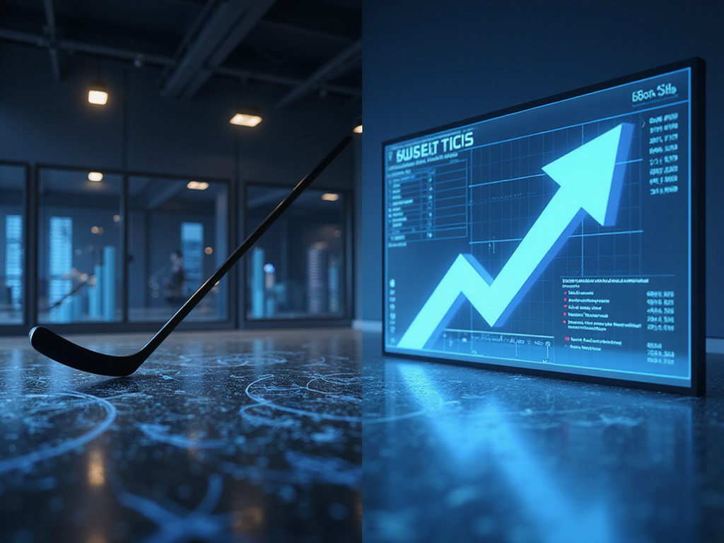 Hockeystack and InfiniGrow symbols in sophisticated tech environment