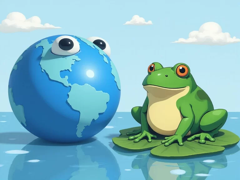 Detailed comparison of IBM represented as a blue globe and JFrog as a green frog in tech industry.