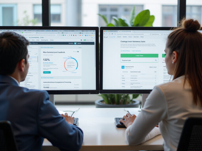 In-depth comparison of Infinigrow and LeadsRx interfaces on monitors