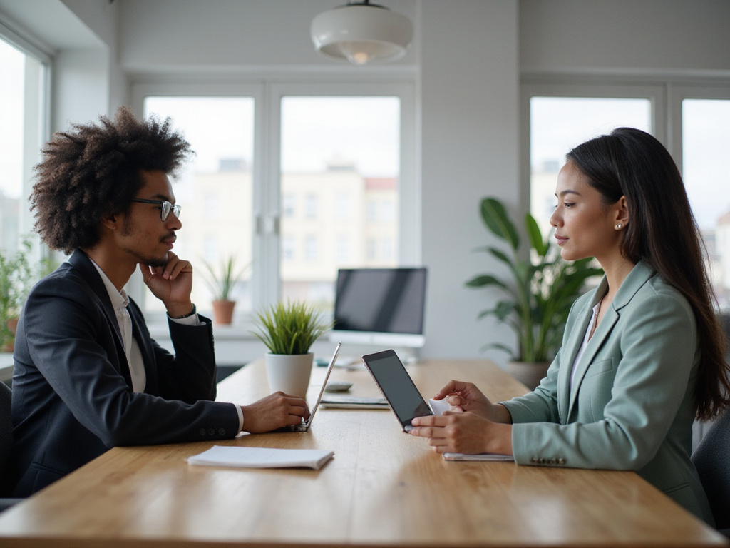 Diverse professionals using Kochava and Branch.io in office setting