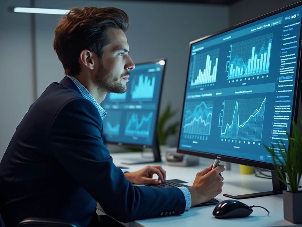 Business person analyzing LeadsRx Pricing on a digital dashboard