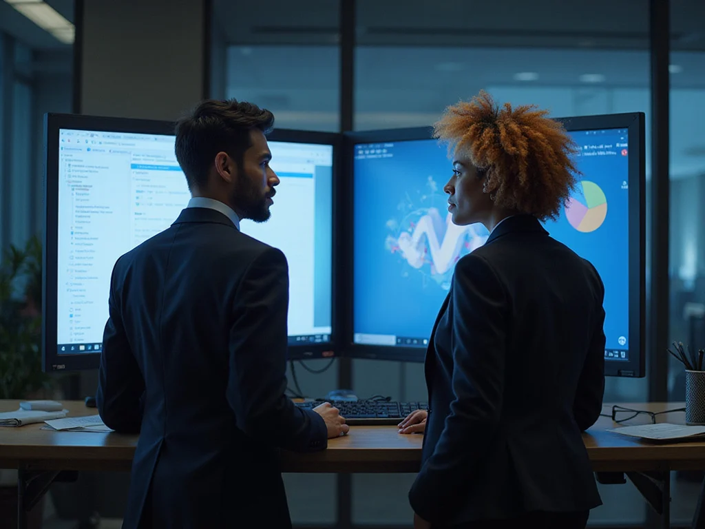 Professionals analyzing NEC versus ServiceNow in technology business environment