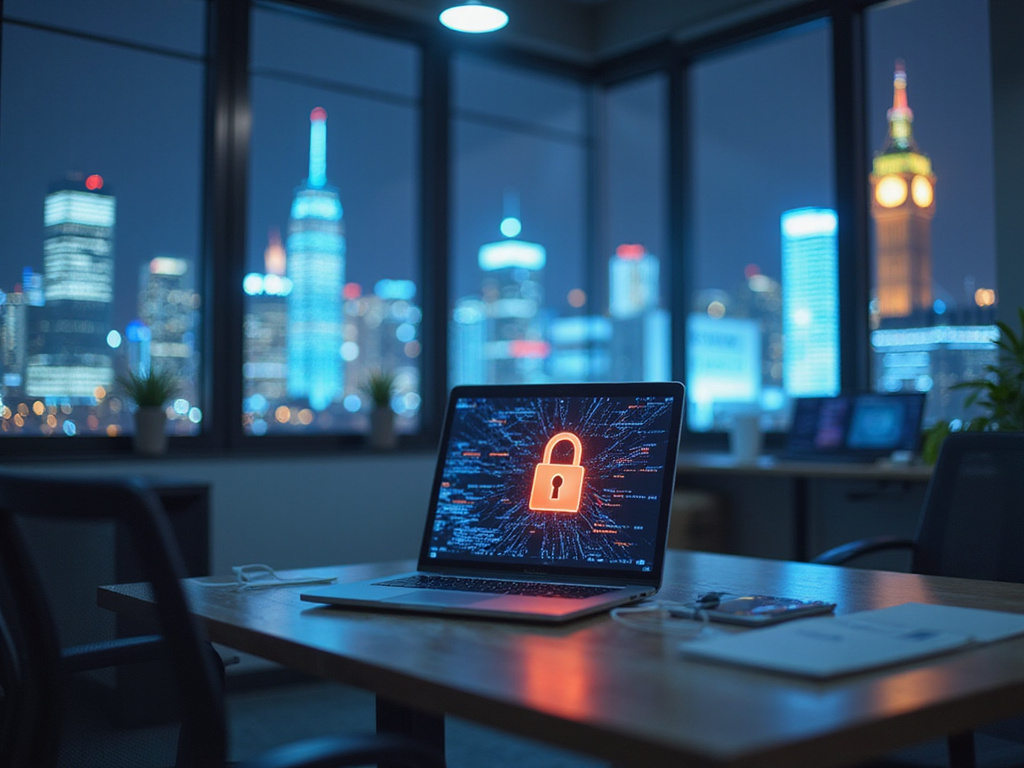 Netskope Zero Trust security strategy illustrated with tech-savvy individual and landmarks.