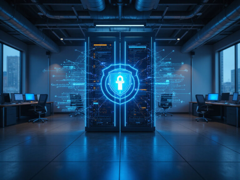 OX Security server and ArmorCode tech devices in cyber security setting