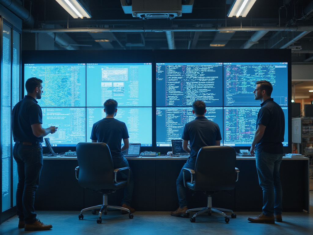 High-tech OX Security unit and SonarQube data screen in a technology lab