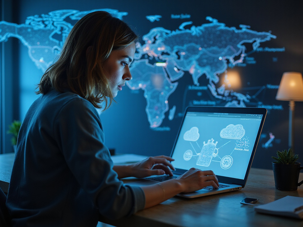 Individual analyzing Palo Alto Networks Cloud CNAPP on laptop
