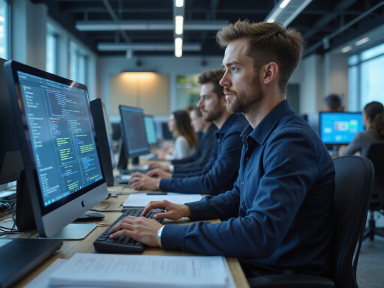 Modern office with Palo Alto Networks Cortex competitor's system