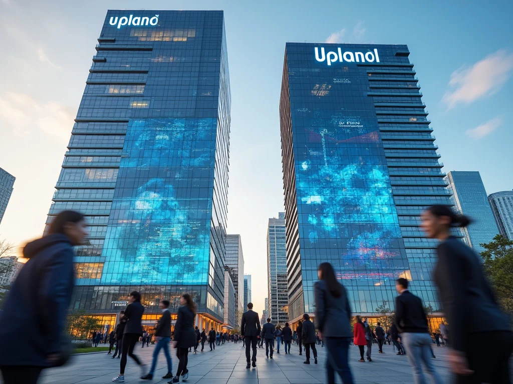 Planview and Upland corporate buildings in tech city skyline