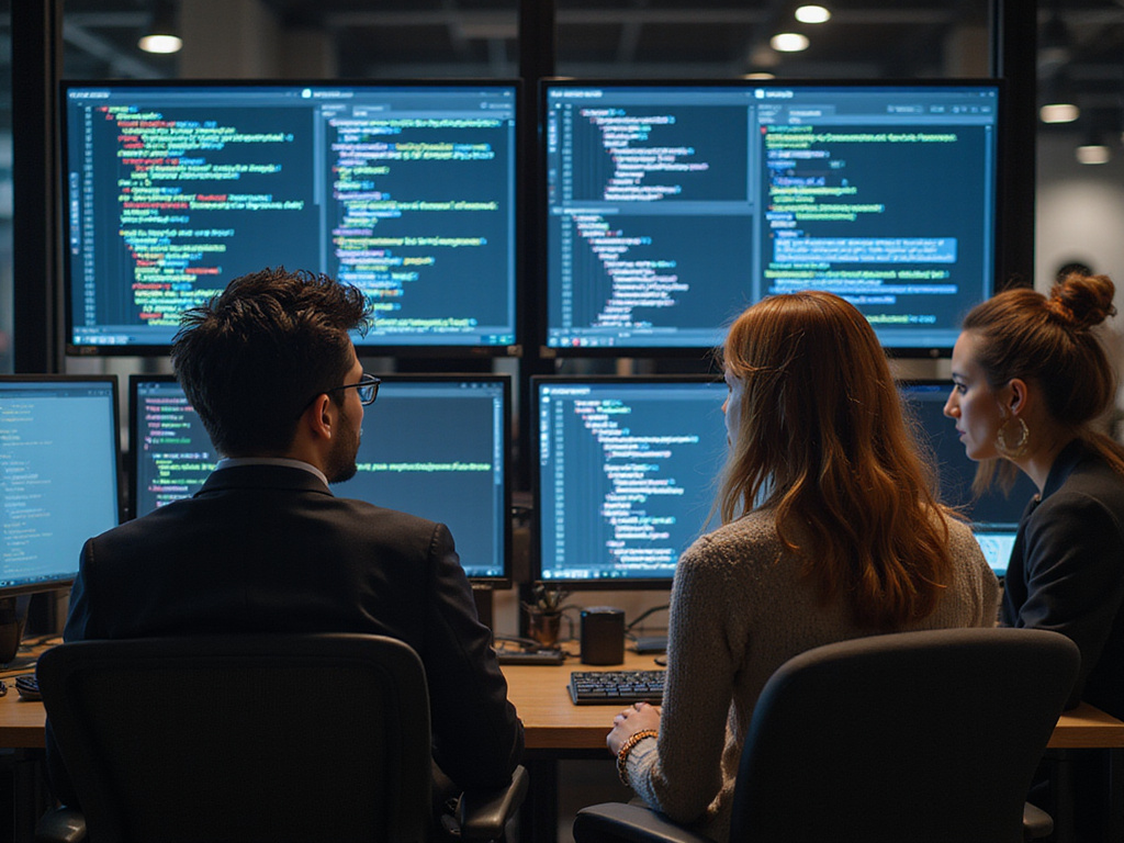 Developers receiving real-time security guidance in modern workspace