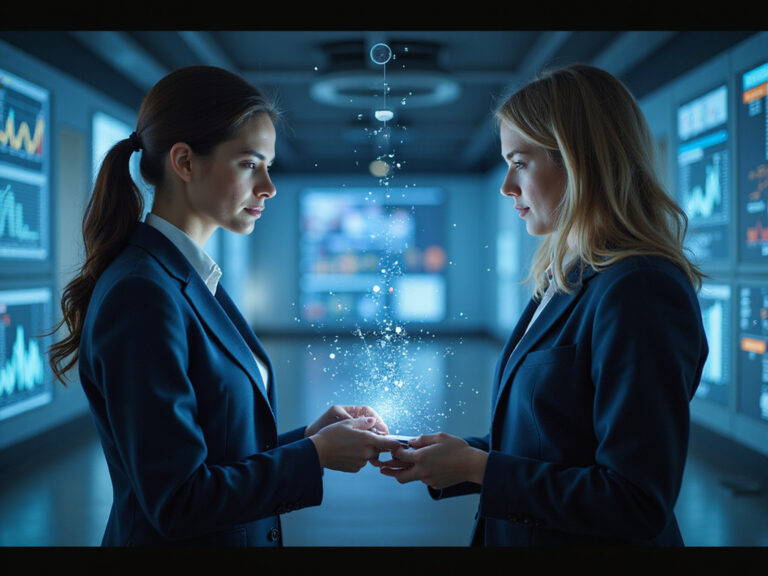 User comparing Revsure and Supermetrics on futuristic device