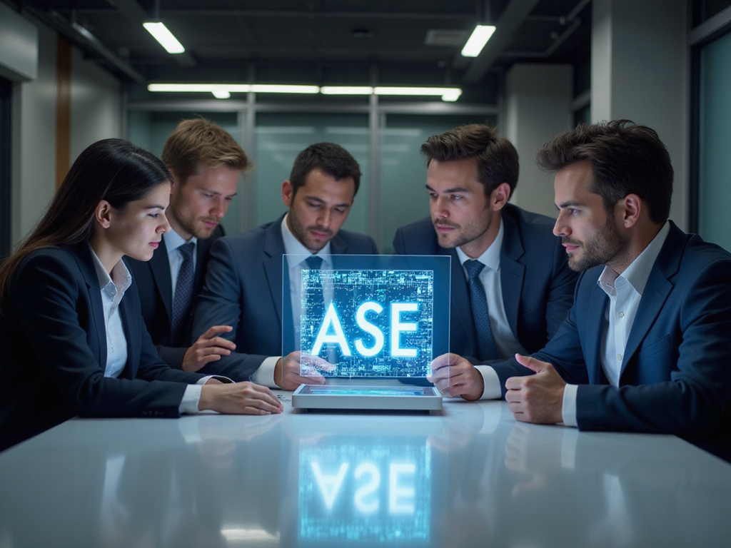 Professionals examining holographic SASE architecture display