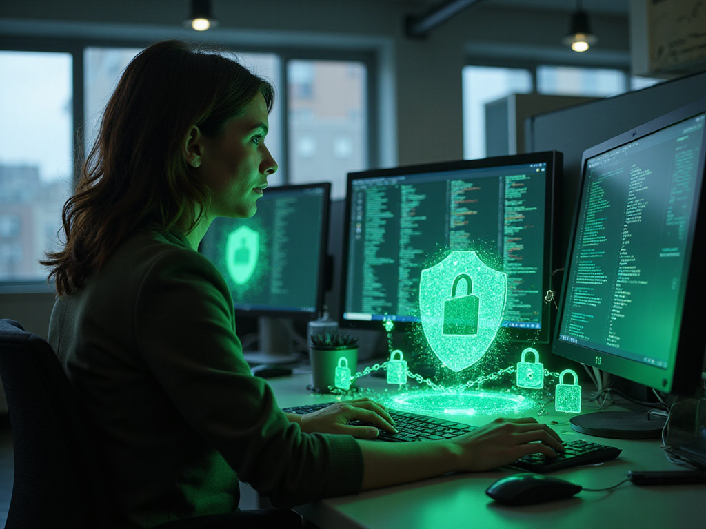 IT professional adding security guardrails to AI code generation