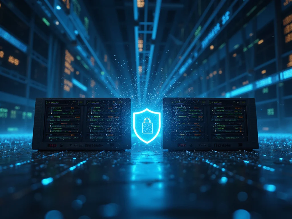 Comparative image of SolarWinds and Tenable tech units with cybersecurity elements