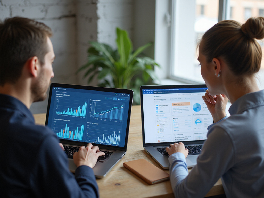 Supermetrics and Usermaven dashboards on adjacent laptops