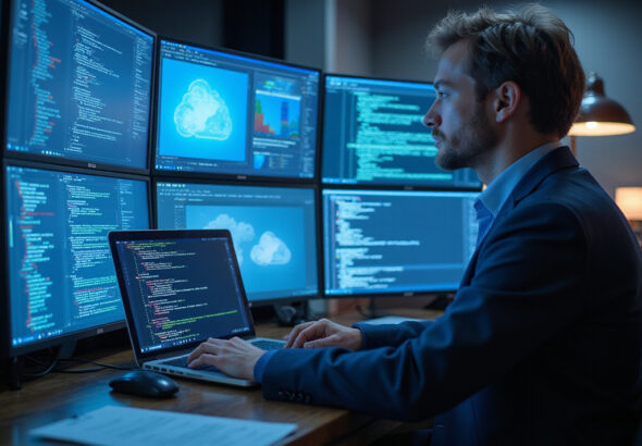 Tech professional using top 10 CNAPP tools for cloud security