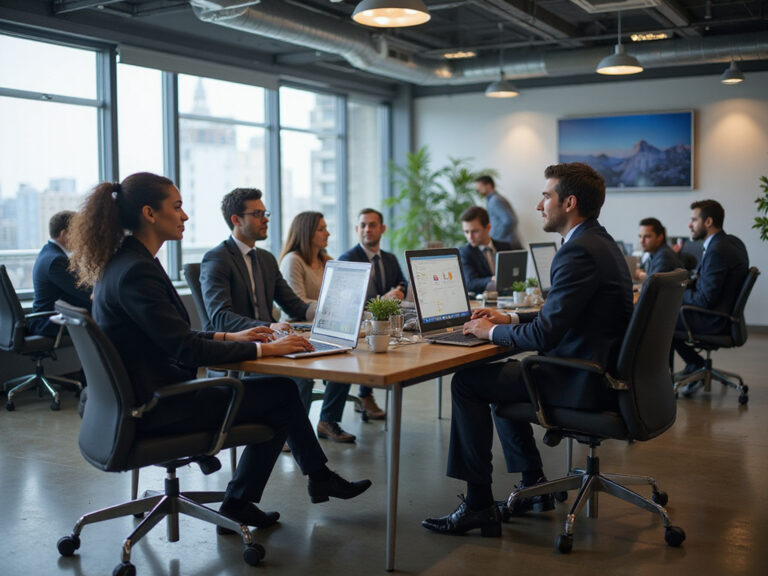 Teams comparing Usermaven and Adinton features in office environment