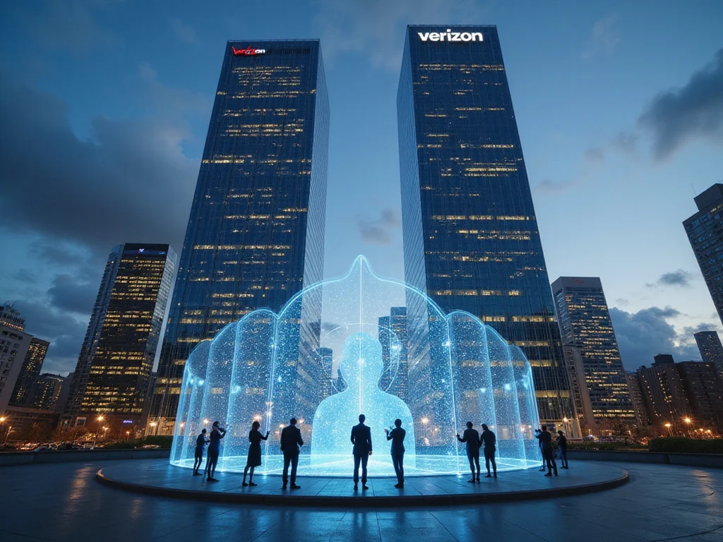 Skyscrapers symbolizing Verizon and VMware with advanced security shields
