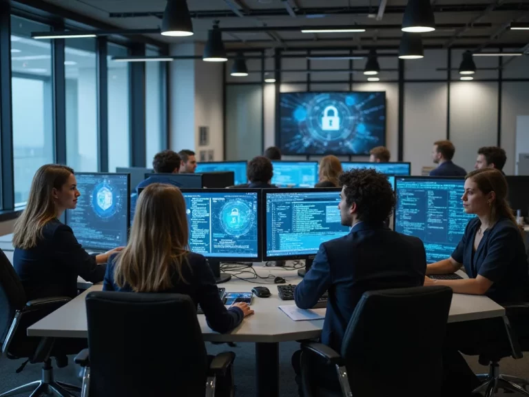 Professionals ensuring vulnerability management in a modern office setting