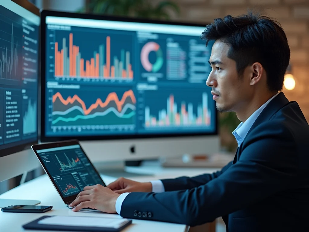 Business professional managing working capital using modern technology