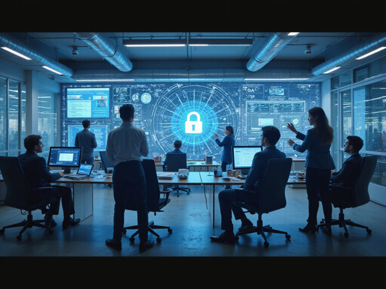 Advanced cybersecurity office illustrating zero trust approach