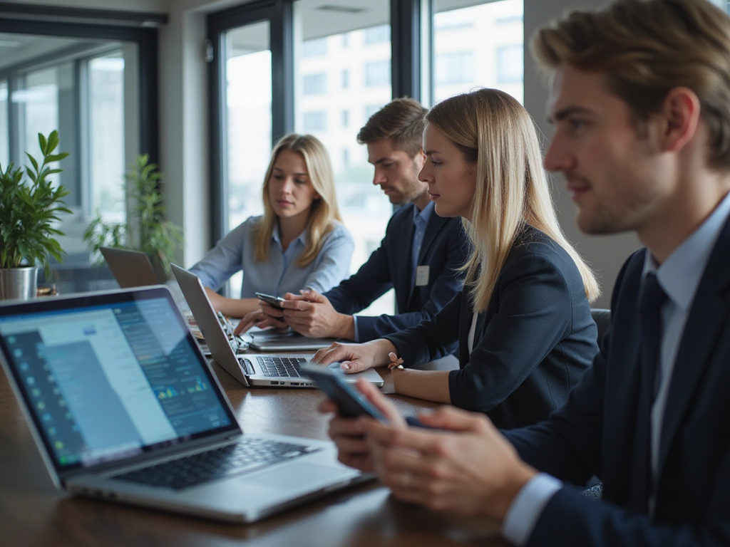 Professionals using zero trust cloud technology in a modern setting